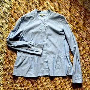 Madewell Blue Poplin Peplum Button Down SM